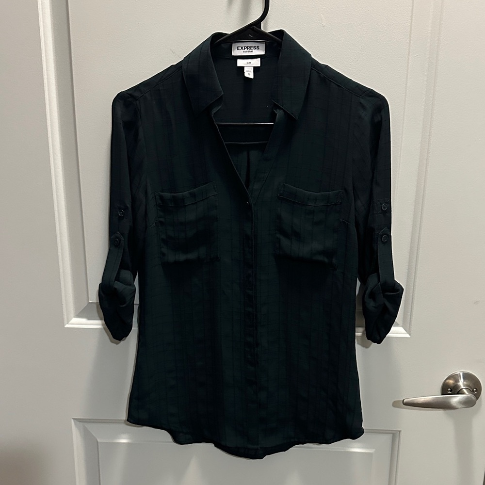 Express Deep Green Button Down Shirt